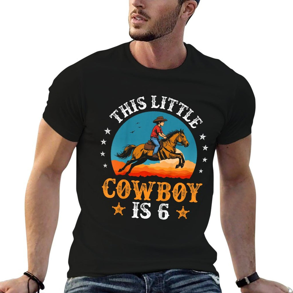 Kids Cowboy 6th Birthday Boys 6 Year Old Rodeo Horse Riding  Moisture-wicking T-Shirt