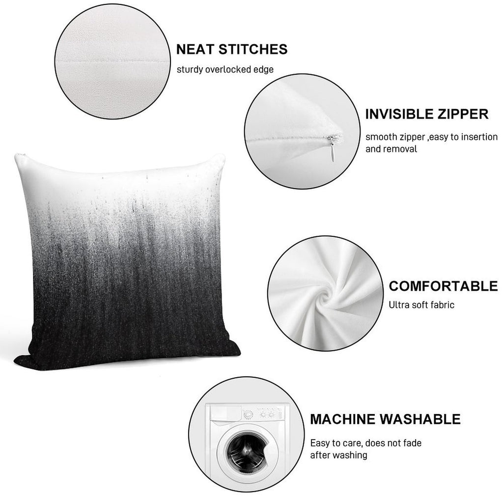 Charcoal Ombré Soft Short Plush Fabric Throw Pillow