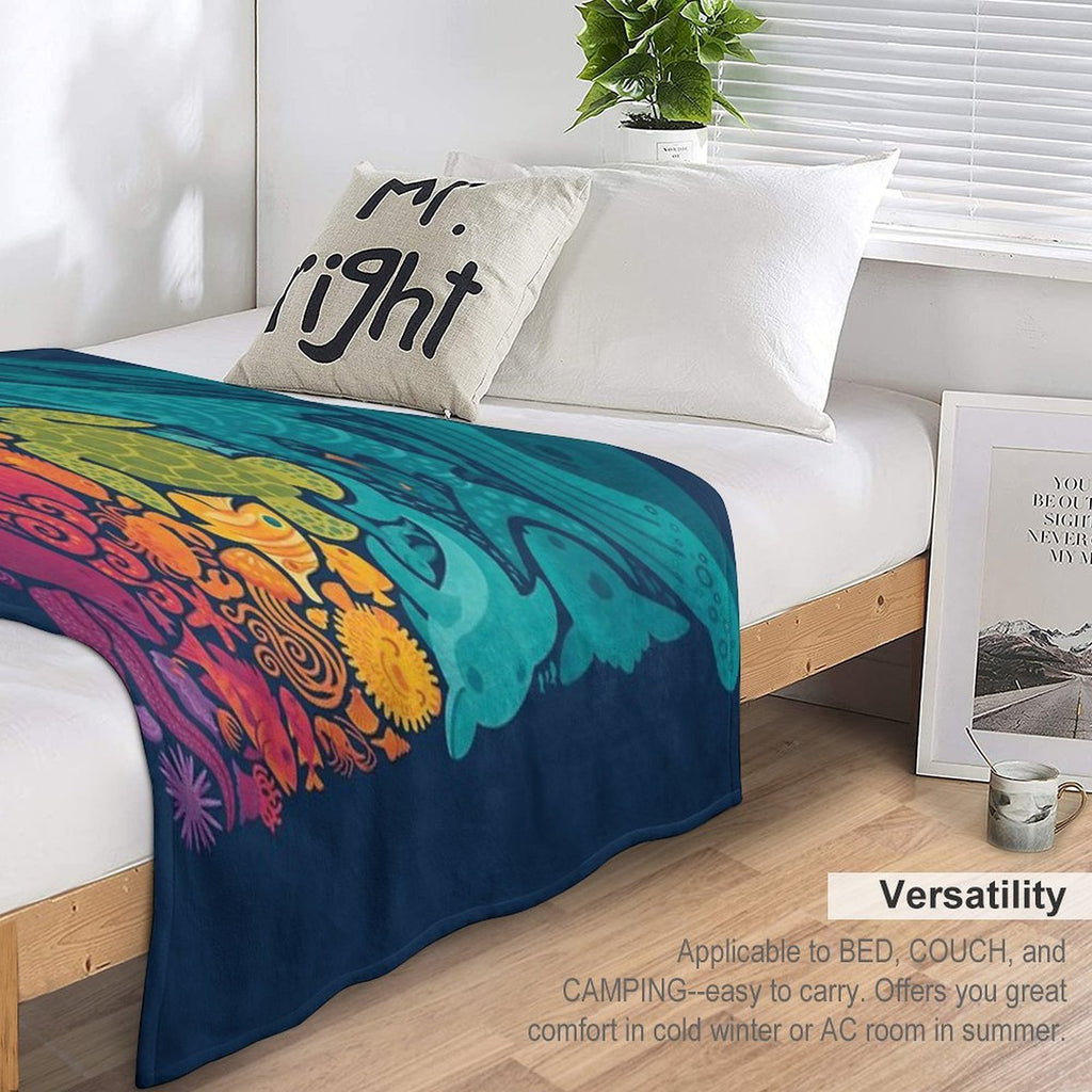 Aquatic Spectrum Quick-dry Throw Blanket