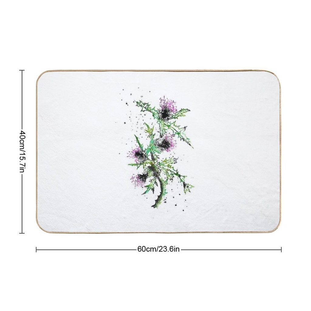 Scottish Thistle, Watercolor Scottish Thistle  Fade-Resistant Bath Mat