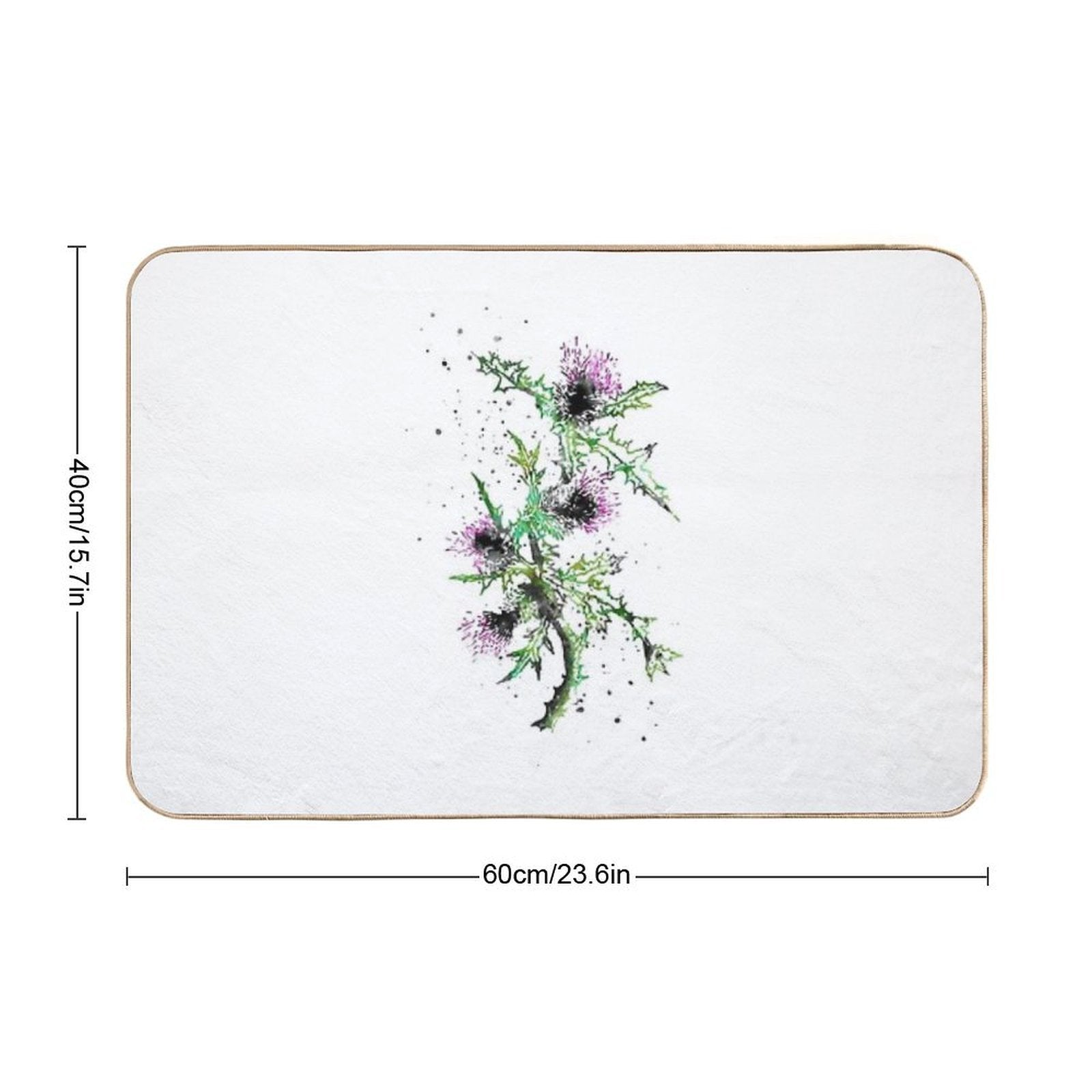 Scottish Thistle, Watercolor Scottish Thistle  Fade-Resistant Bath Mat