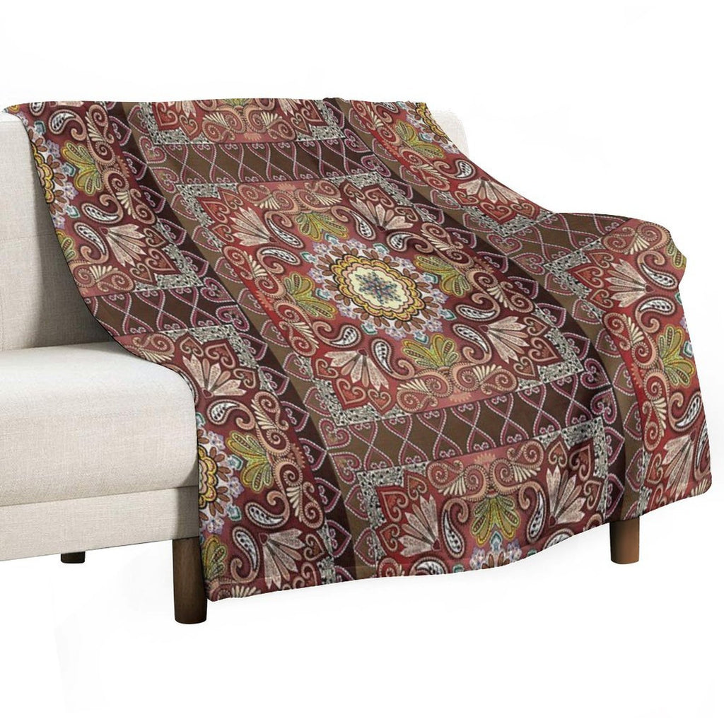 Boho Style Vintage Mandala Print Machine-washable Throw Blanket
