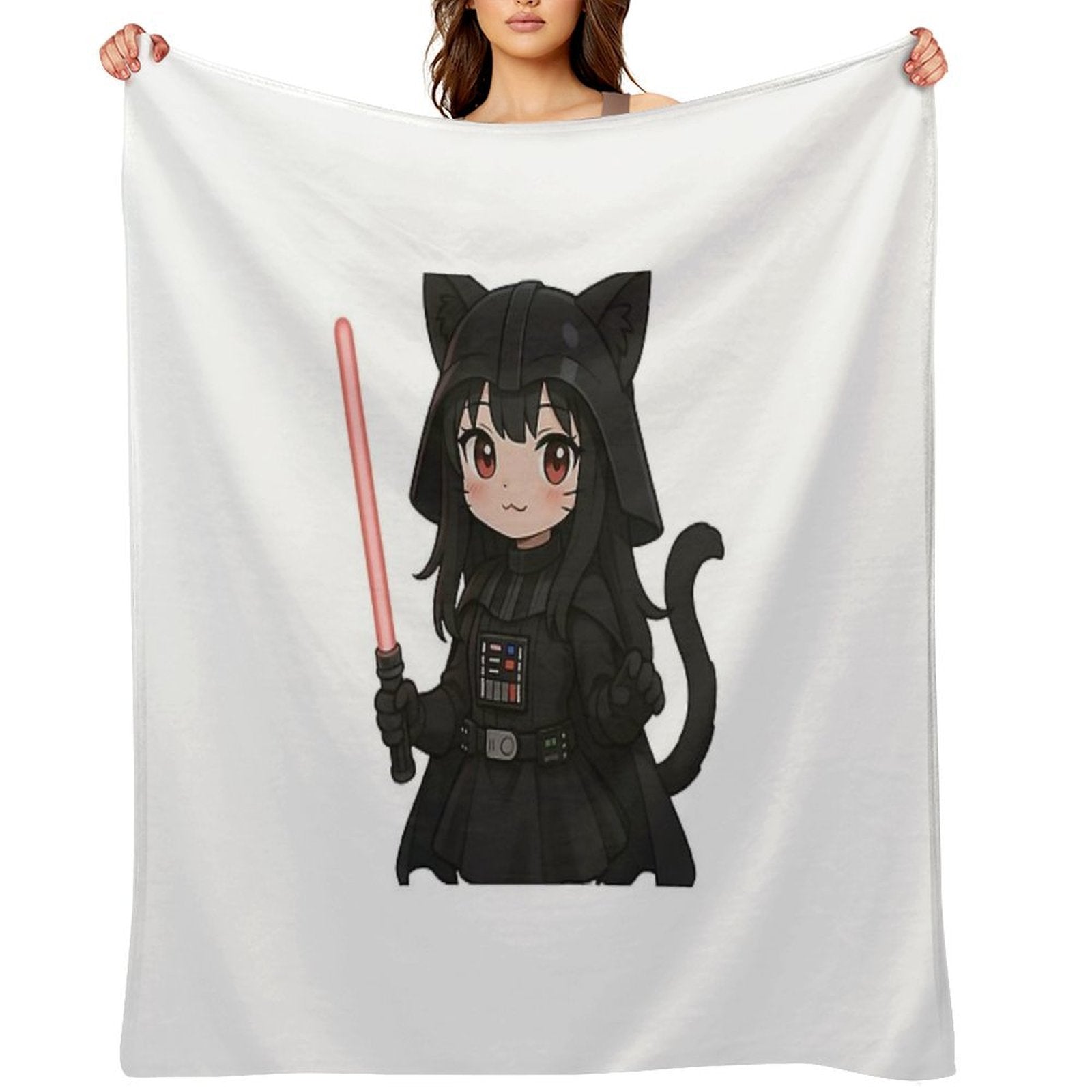 Kawaii Darth Vader Cat Girl Premium Throw Blanket