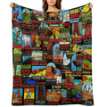 American National Parks Vintage Travel Decal Bomb Shrink-resistant Throw Blanket