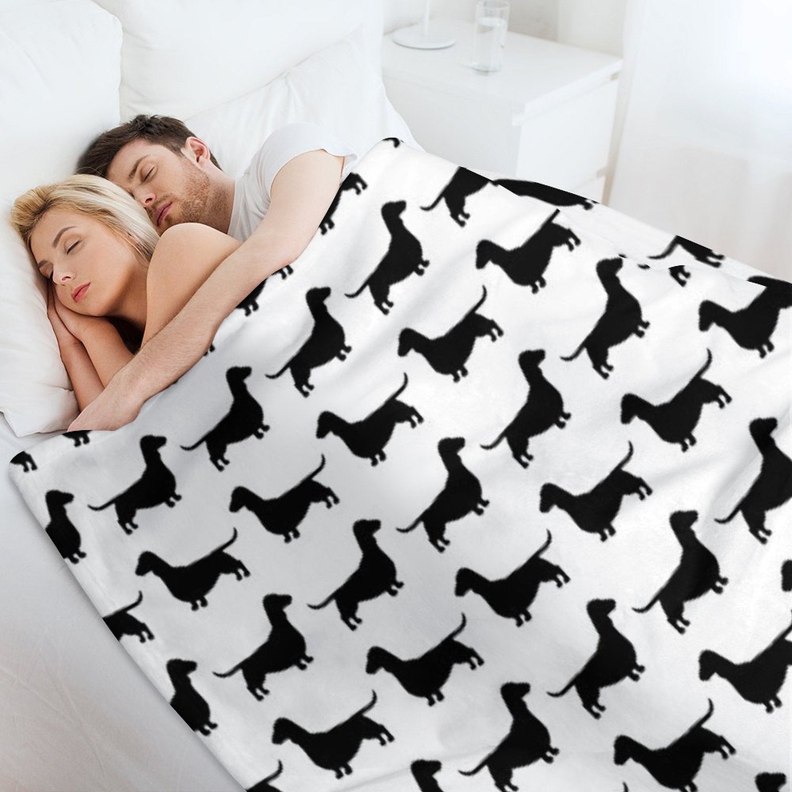 Dachshund Dog Silhouette(s)  Smooth Coated Wiener Dog Velvety-soft Throw Blanket