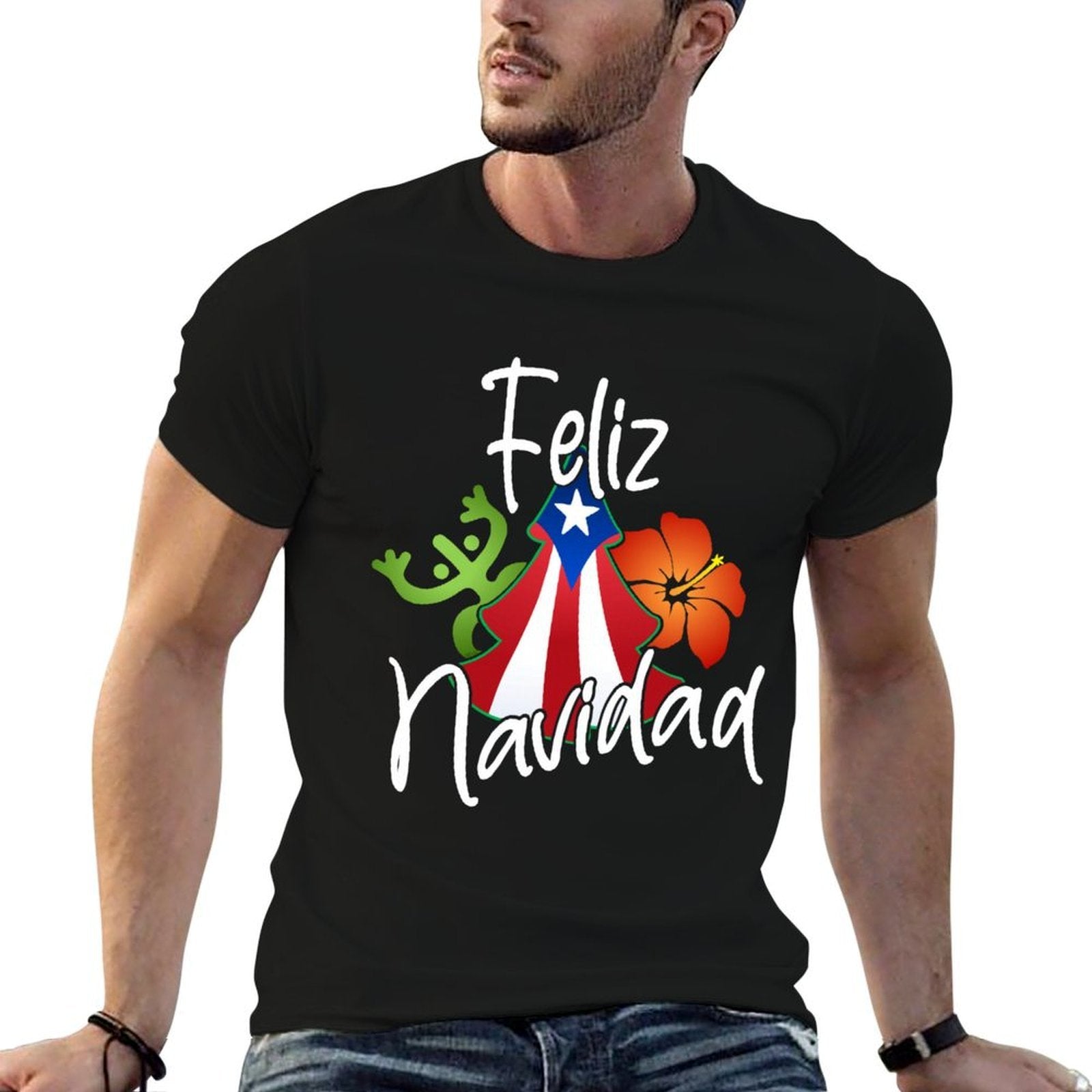 Puerto Rico Christmas Sweater Feliz Navidad Boricua  Cotton T-Shirt
