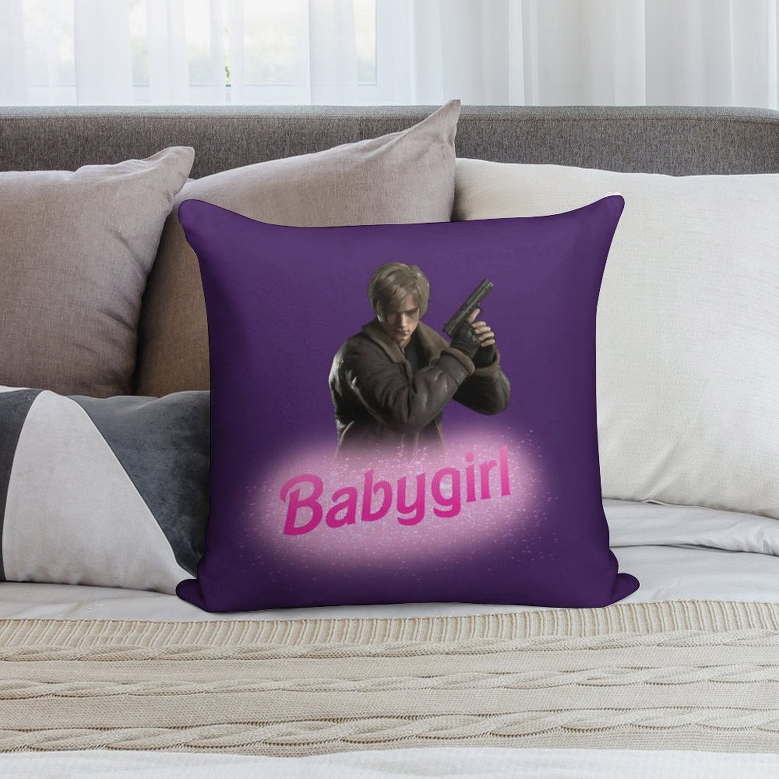 Leon Kennedy Babygirl Soft Short Plush Fabric Throw Pillow