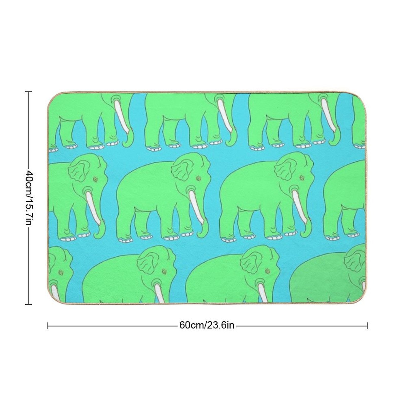 Vintage Elephant Illustration Pattern (GREEN)  Long-Lasting Bath Mat
