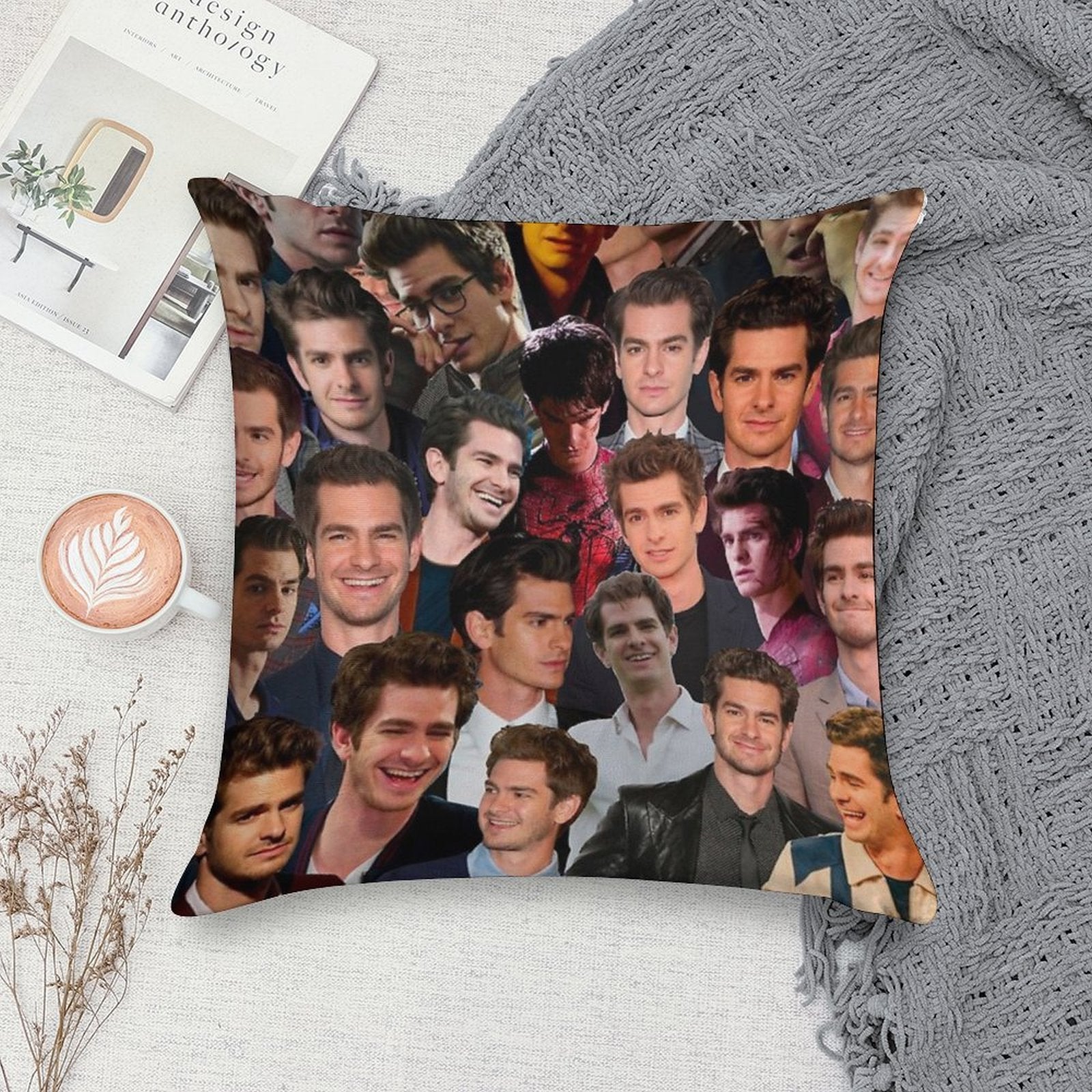 Andrew Garfield Photo Collage Soft Bedroom Essential Throw Pillow