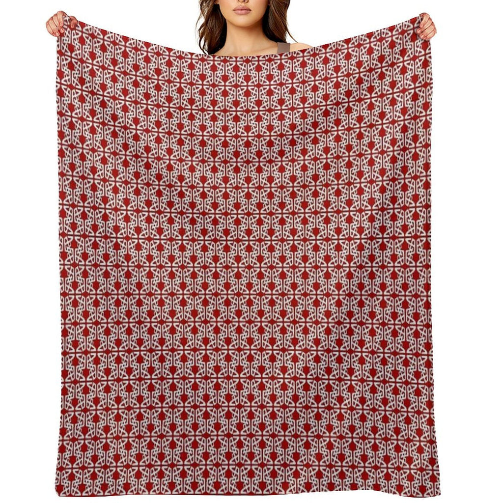 HEXTANGLE. ABSTRACT NOUVEAU PATTERN. REDWHITE. Easy Care Throw Blanket