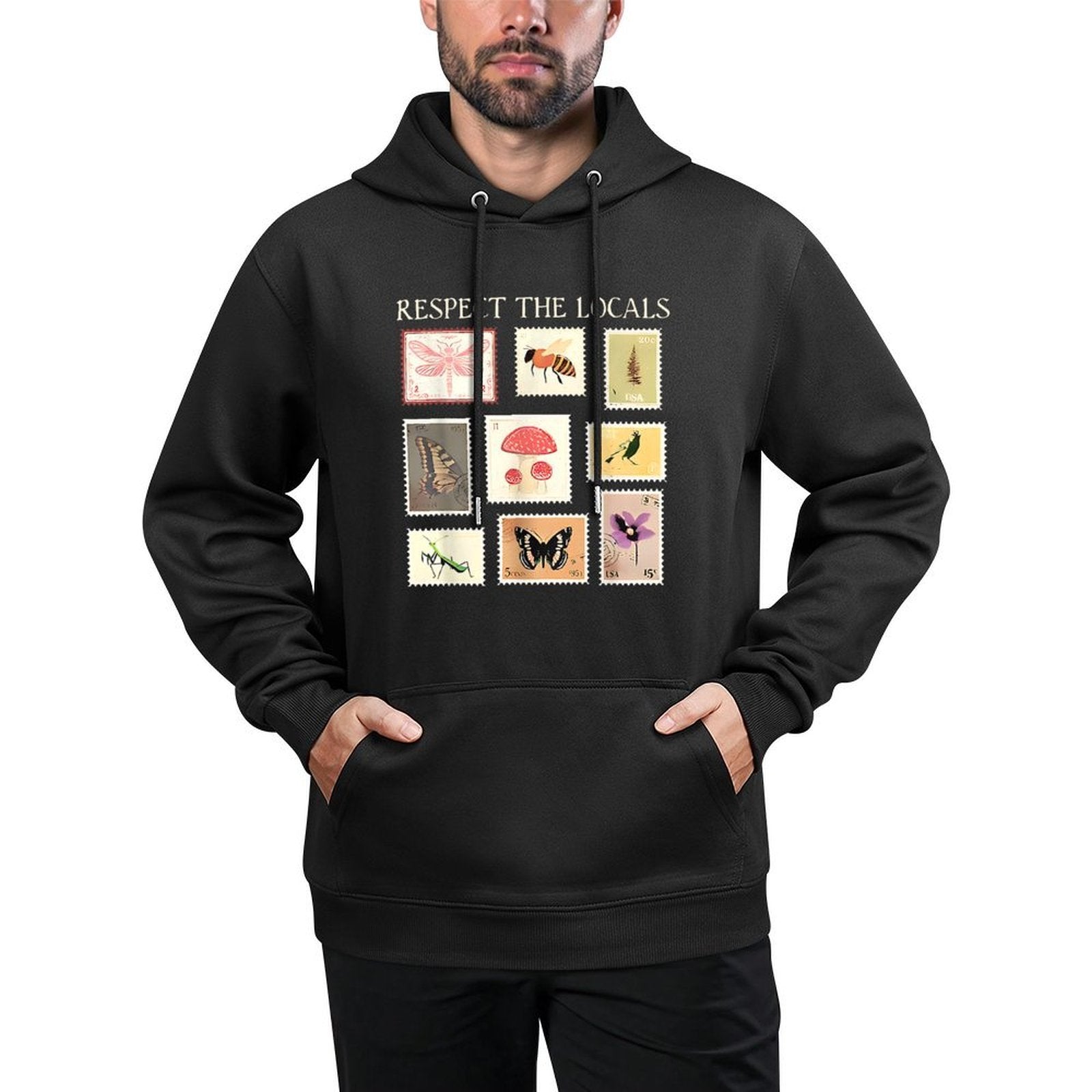 Respect The Locals Cute Nature Stamp With Butterflies Casual Wear Hoodie