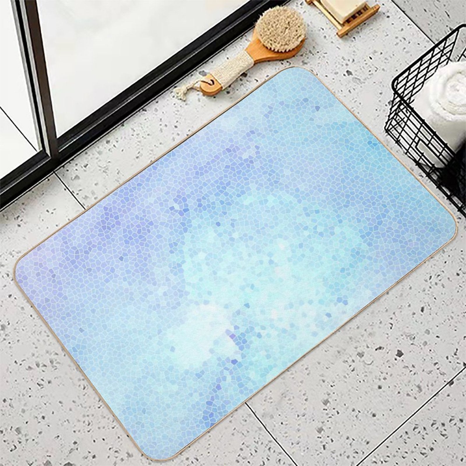 Periwinkle Modern Mosaic  Toxin-Free Bath Mat