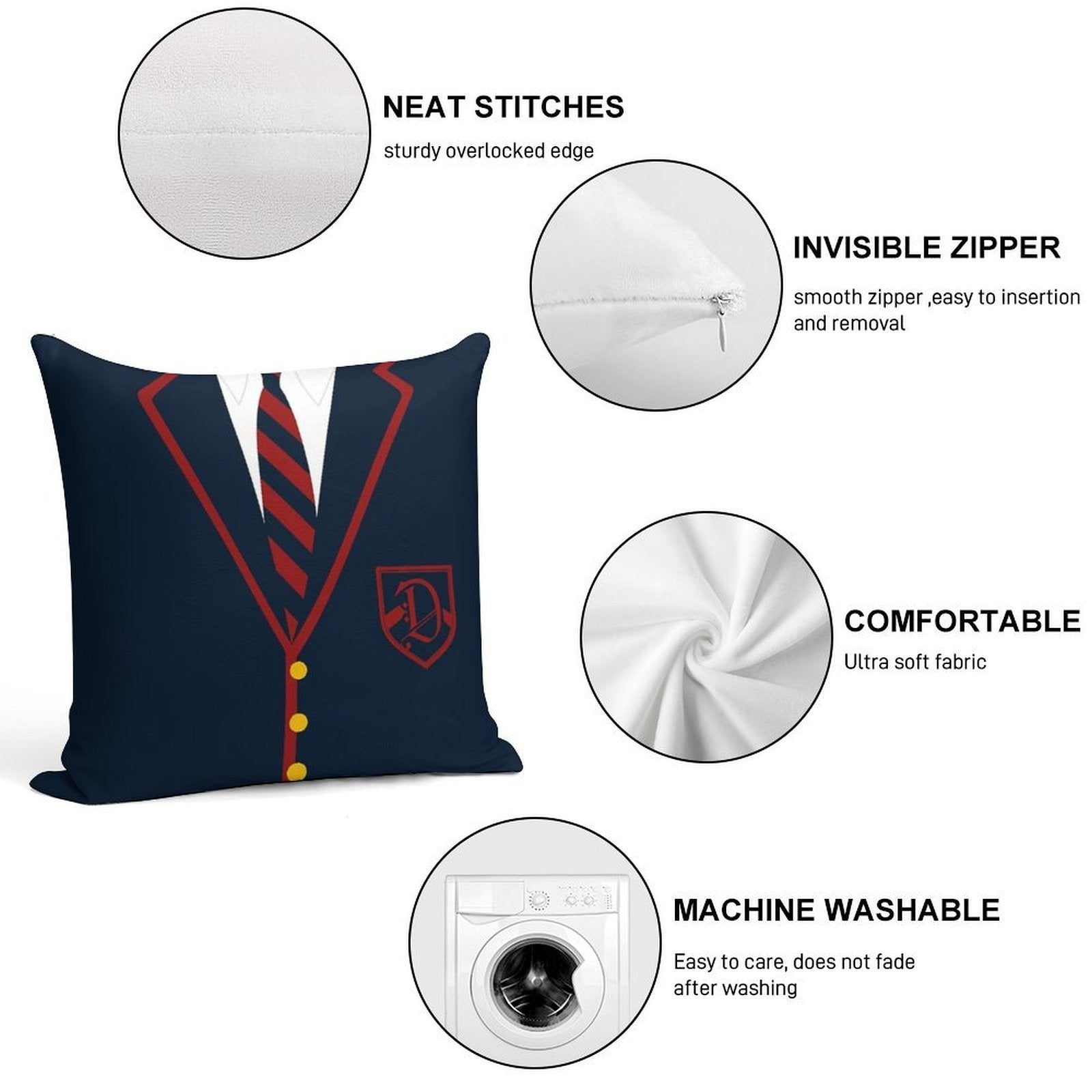 Dalton Academy's The Warblers Soft Hidden Zipper Throw Pillow