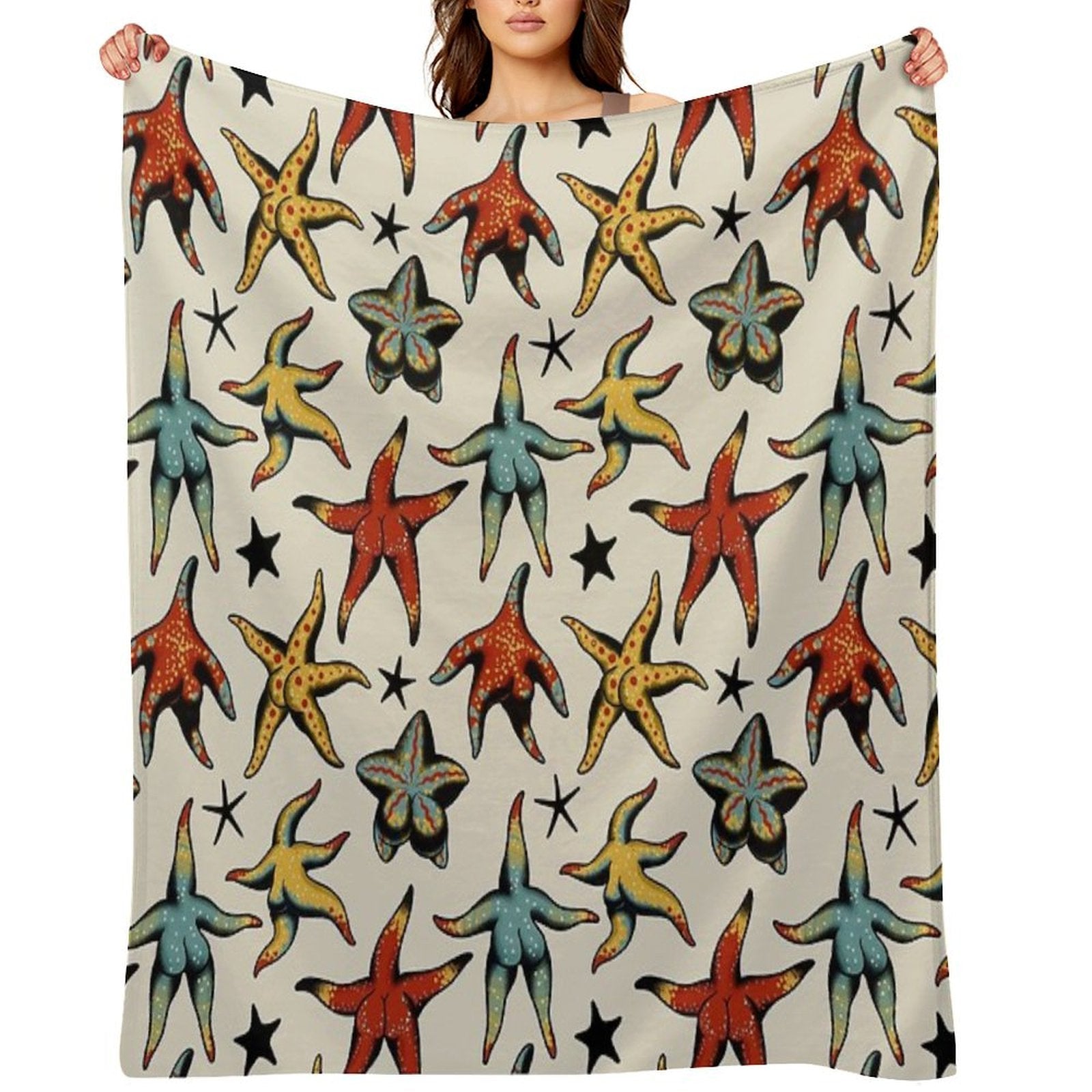 Starfish Booty Tattoo Flash Wrinkle-free Throw Blanket