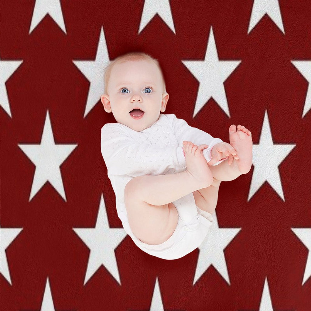 Stars on Crimson Velvety-soft Throw Blanket