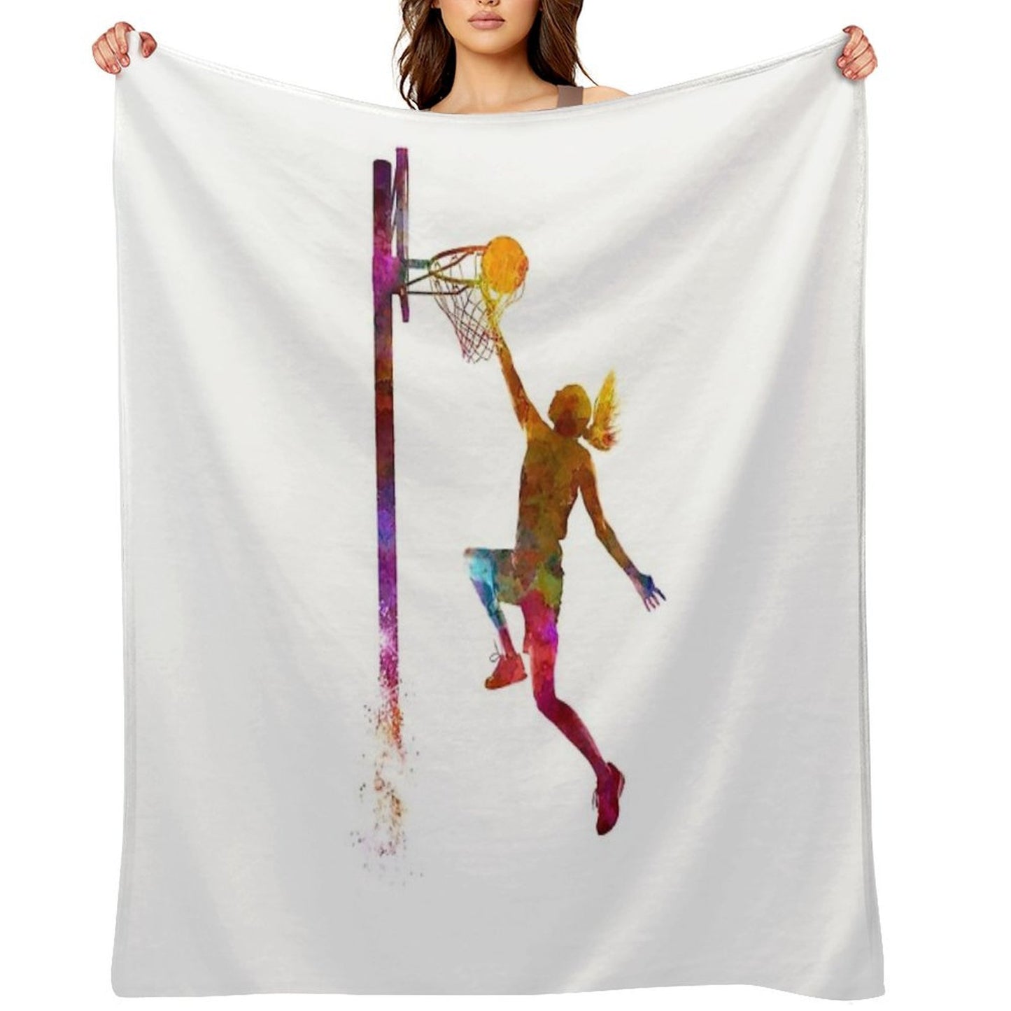 Young Woman Basketball Player 04 Wrinkle-free Throw Blanket