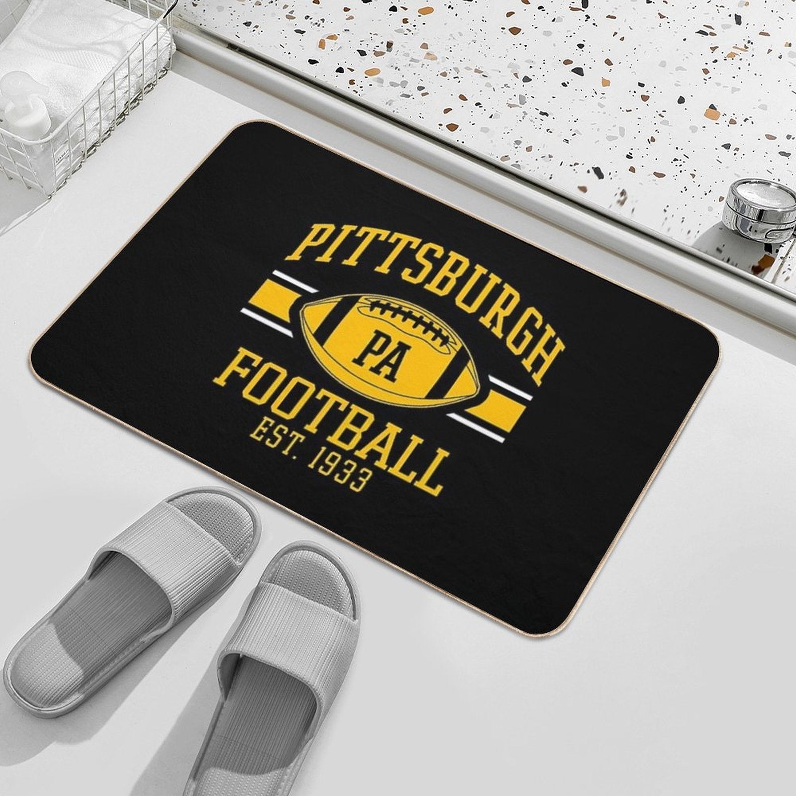 Vintage Pittsburgh Retro Steelers PA Football Team Goalline Sport Lover Gift For Fan  High-Traffic Bath Mat