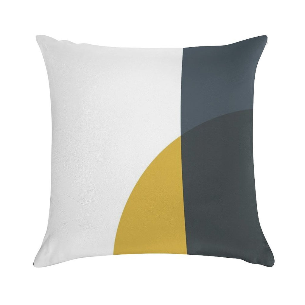 Abstract Geometric Minimalist 2 Navy Blue, Light Mustard Yellow, And White Soft Home Decor Throw Pillow