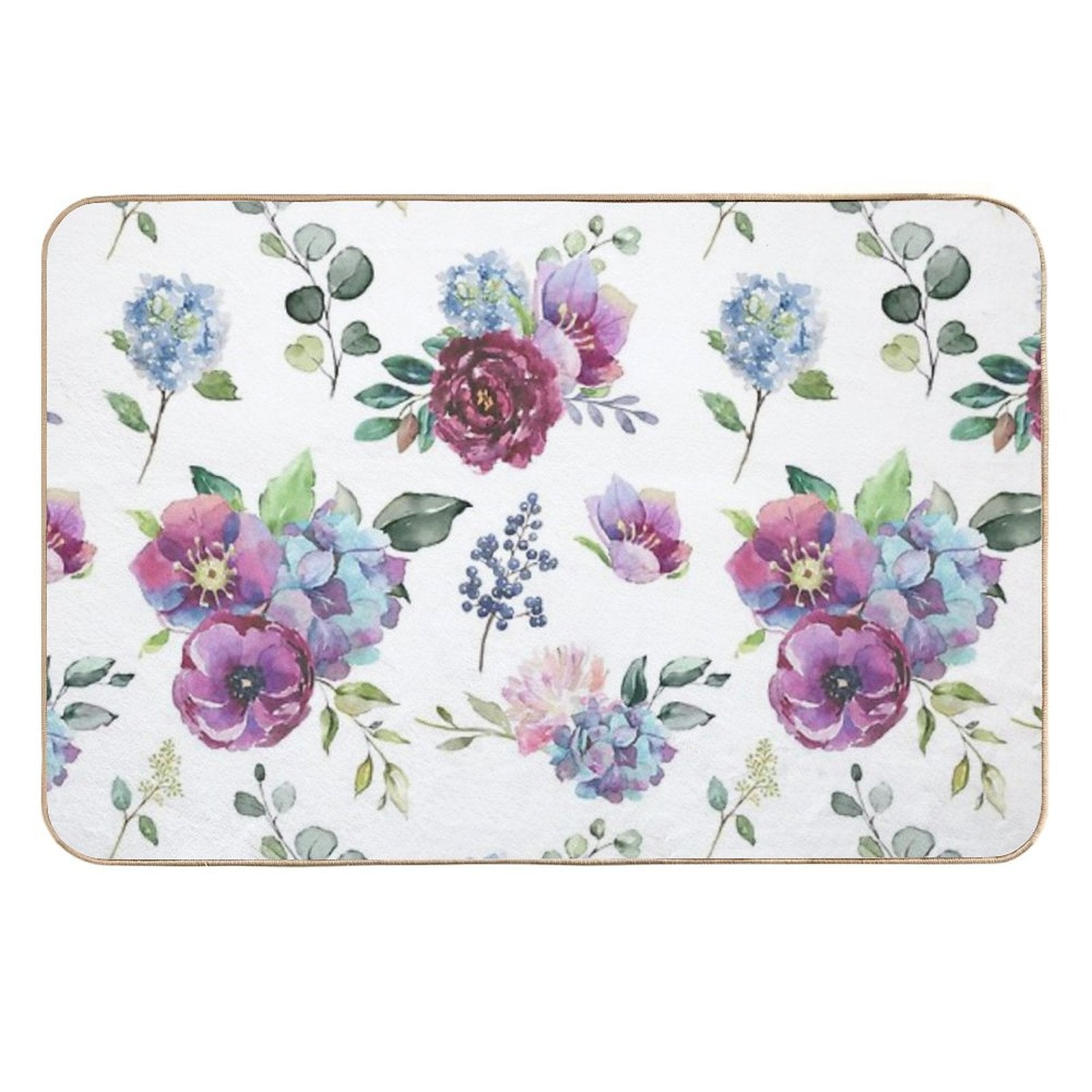 Blue Floral Print  Absorbent Bath Mat