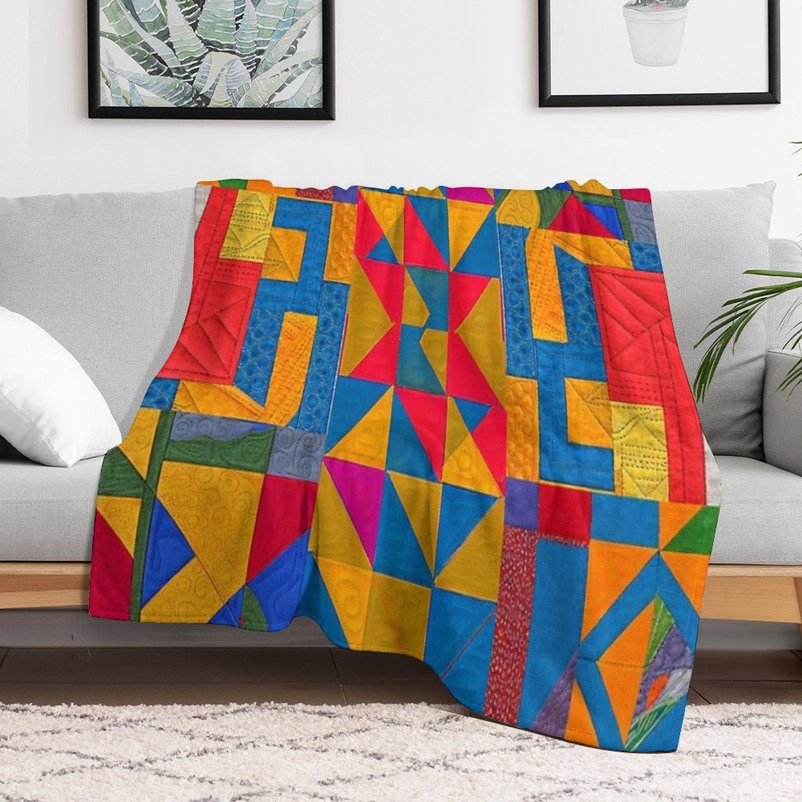 Vivid Color Patchwork Anti-pilling Throw Blanket