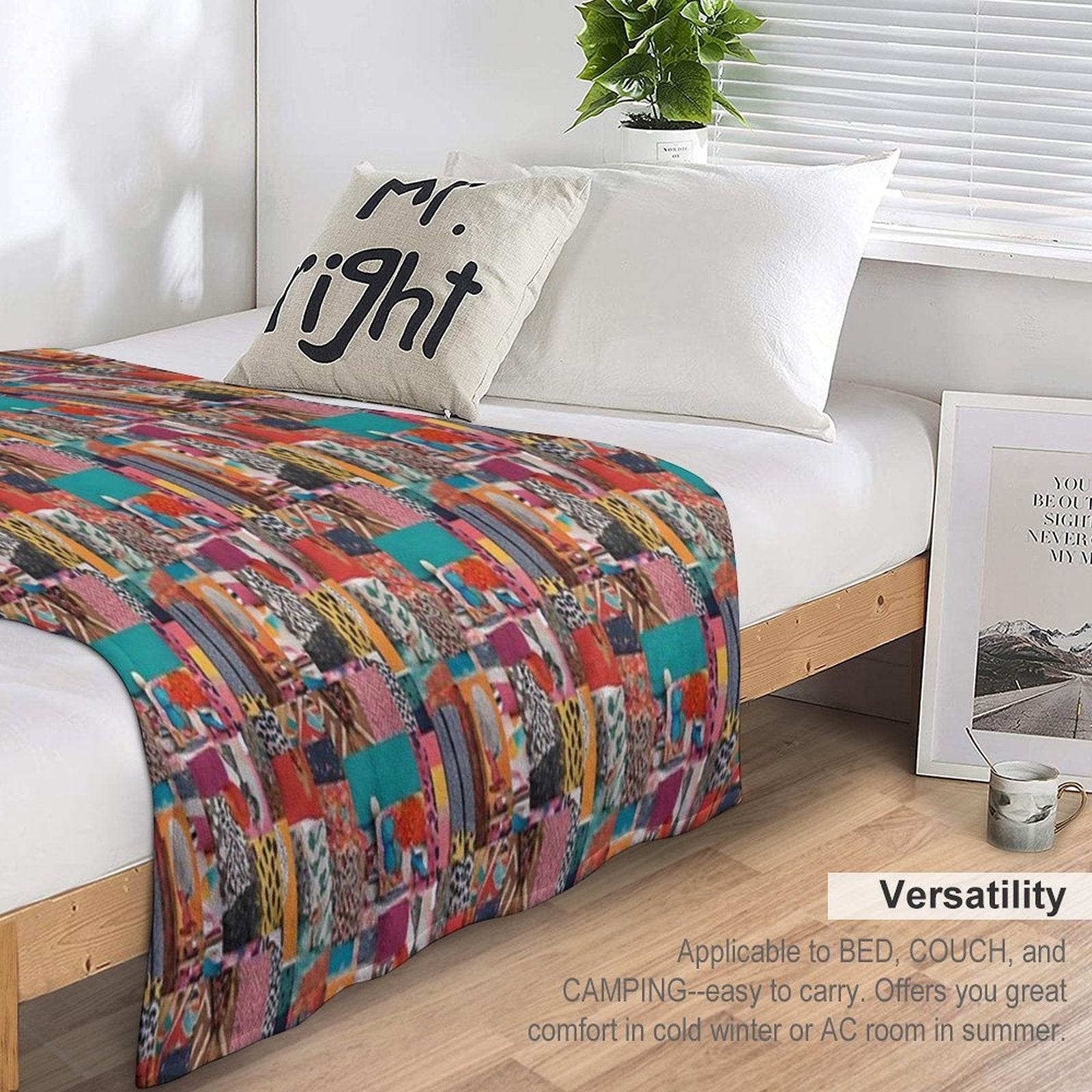 Quirky Mosaic Pattern Anti-pilling Throw Blanket