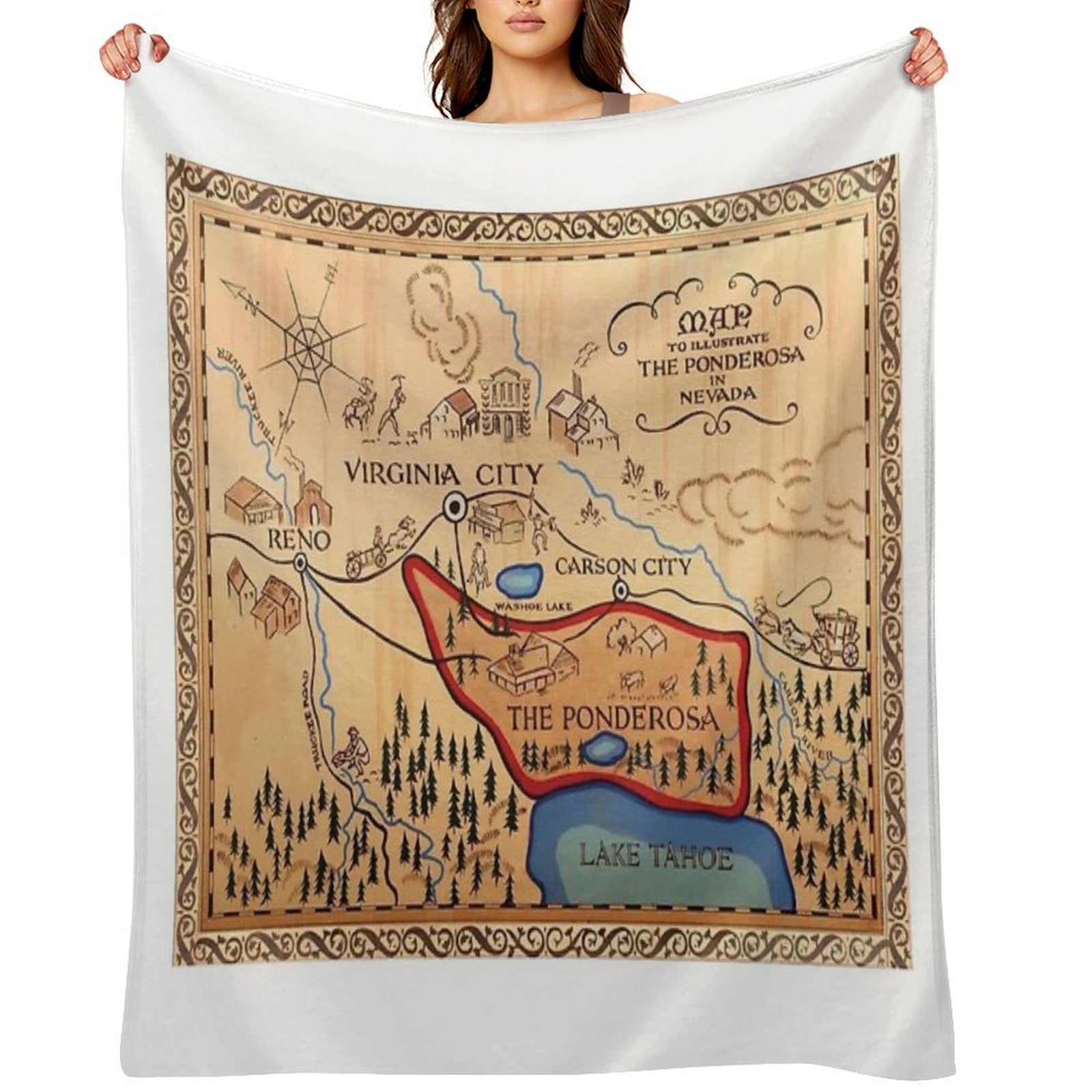 The Ponderosa Ranch Map Quick-dry Throw Blanket