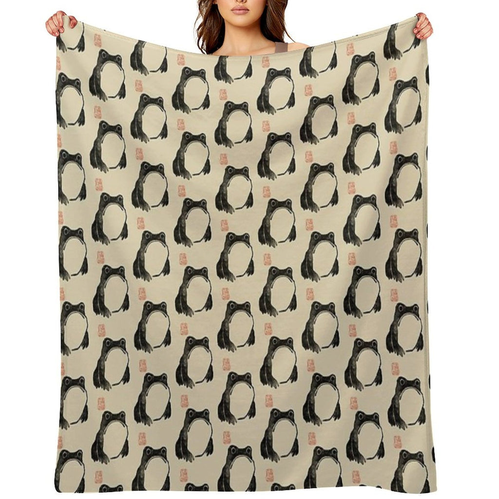 Grumpy Frog Japanese Lightweight Throw Blanket