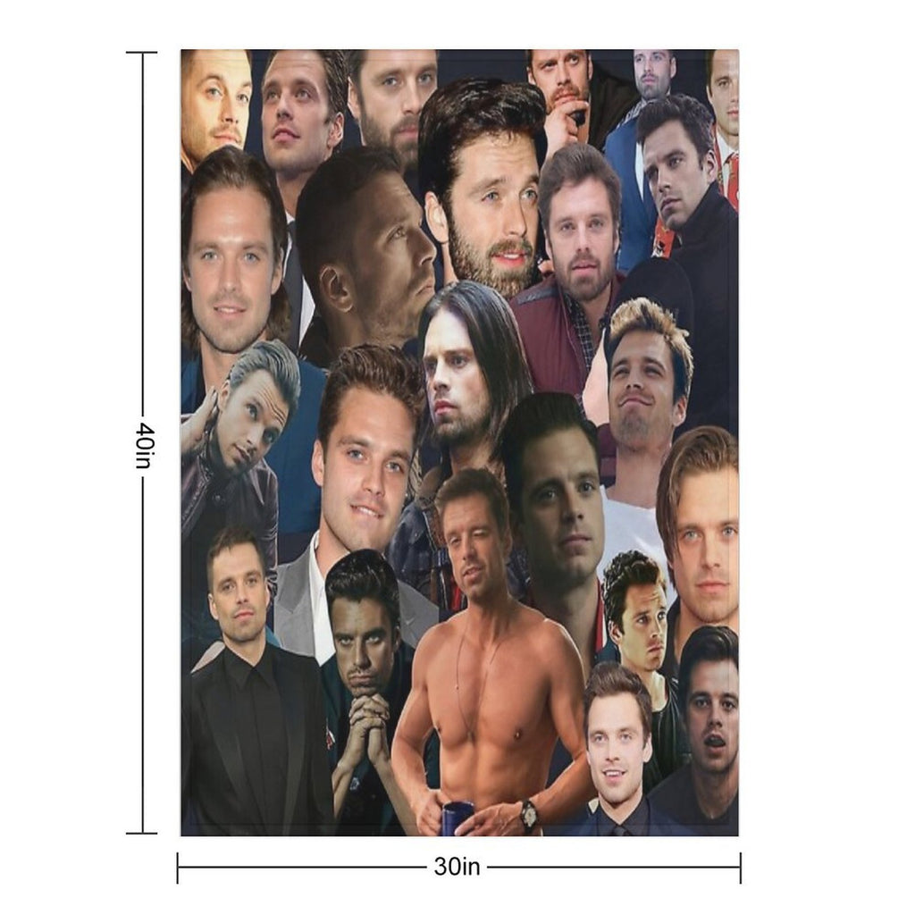 Sebastian Stan Photo Collage Eco-conscious Throw Blanket