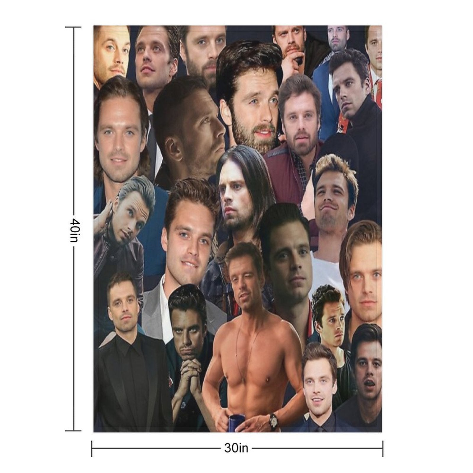 Sebastian Stan Photo Collage Eco-conscious Throw Blanket