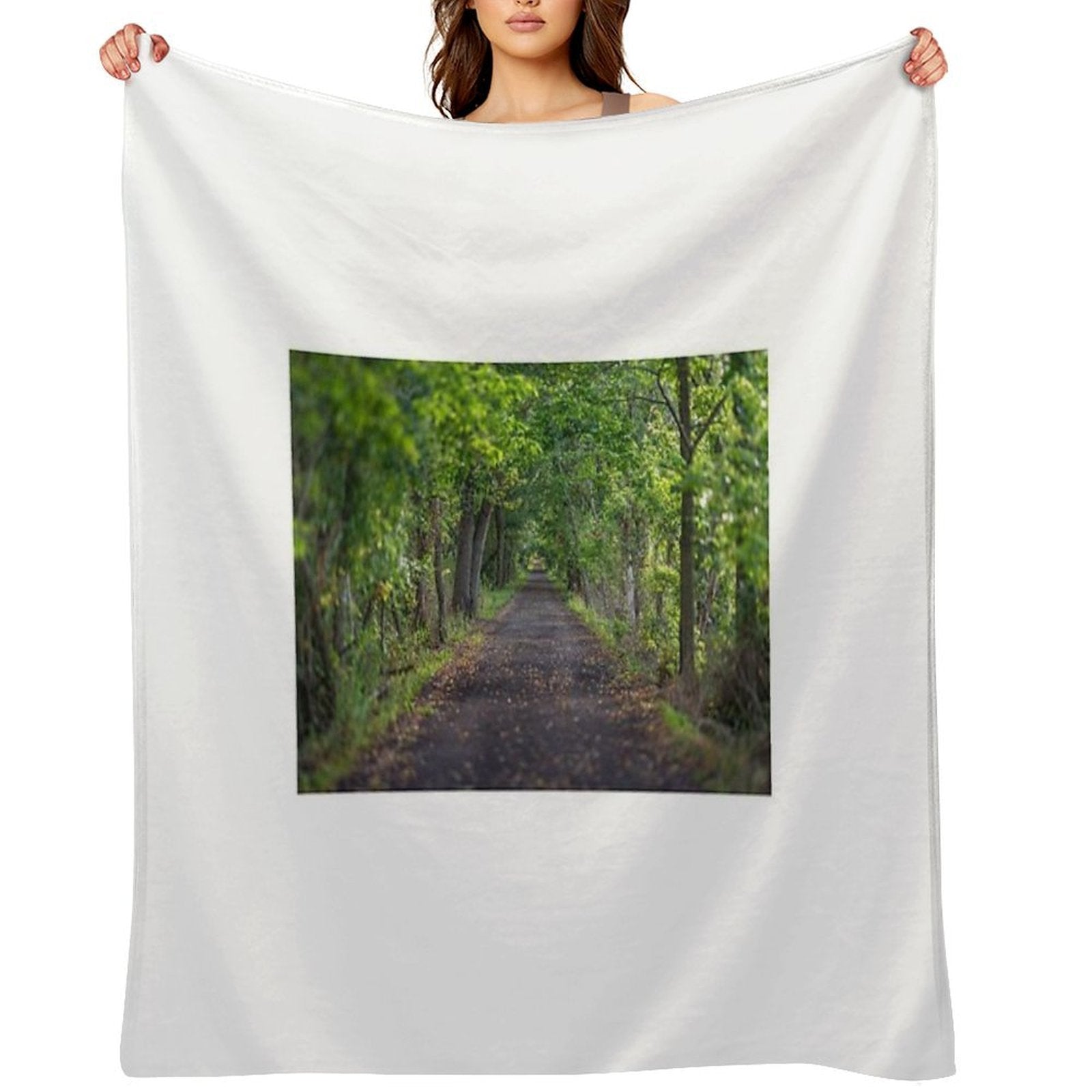 A Hiking Trail Leading Into The Green Woods Multi-functional Throw Blanket