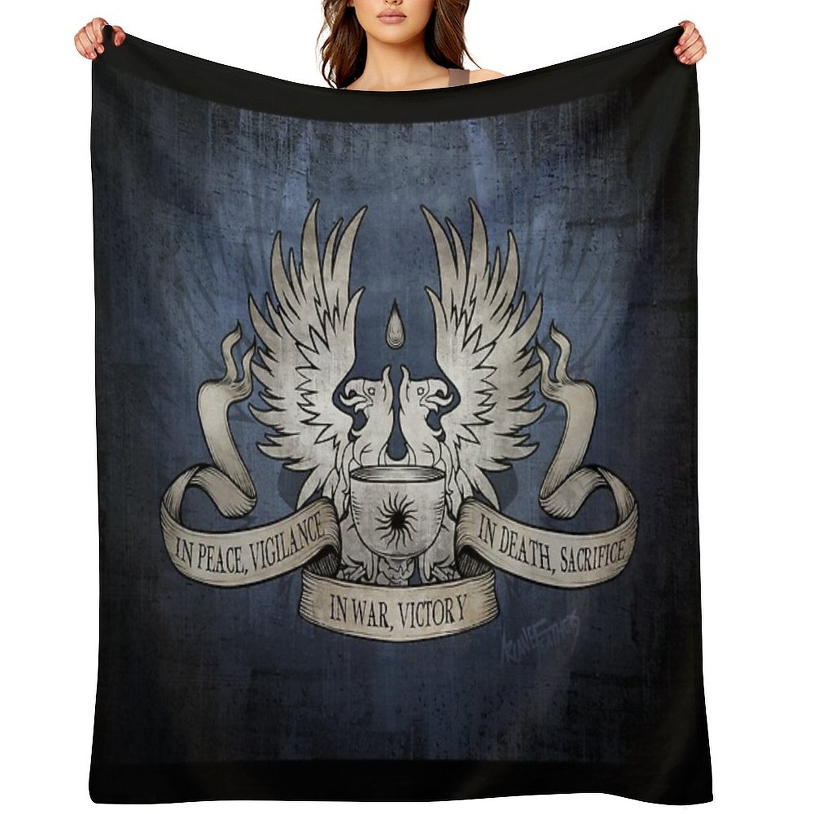 Dragon Age Grey Warden Motto Compact Throw Blanket