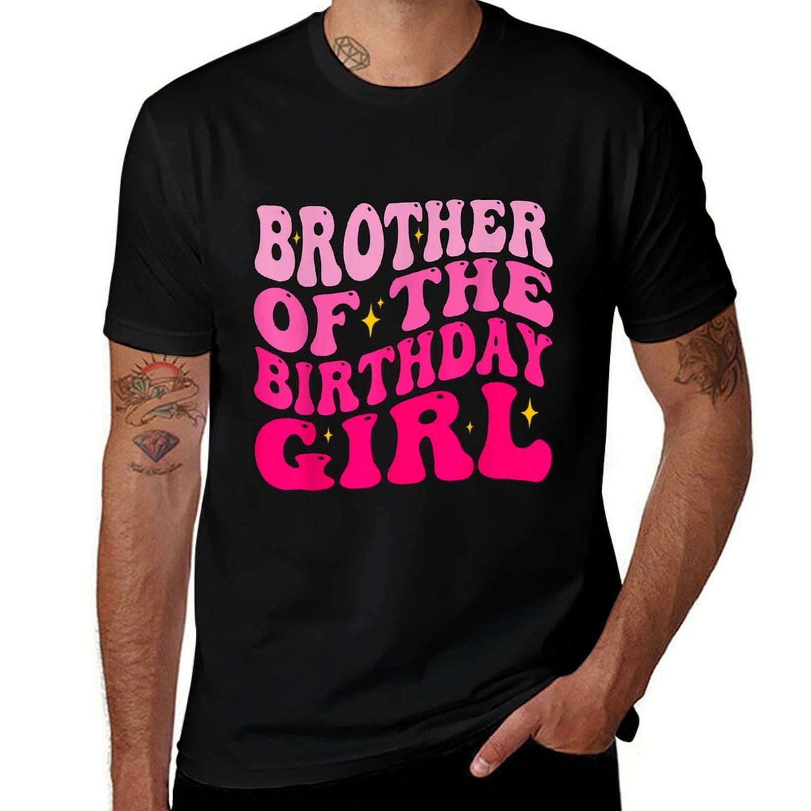 Brother of The Birthday Girl Birthday Party Groovy Retro  Relaxed-fit T-Shirt