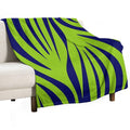 Maldives Abstract Leaves Pattern in Lime Green And Bright Navy Blue Travel-friendly Throw Blanket