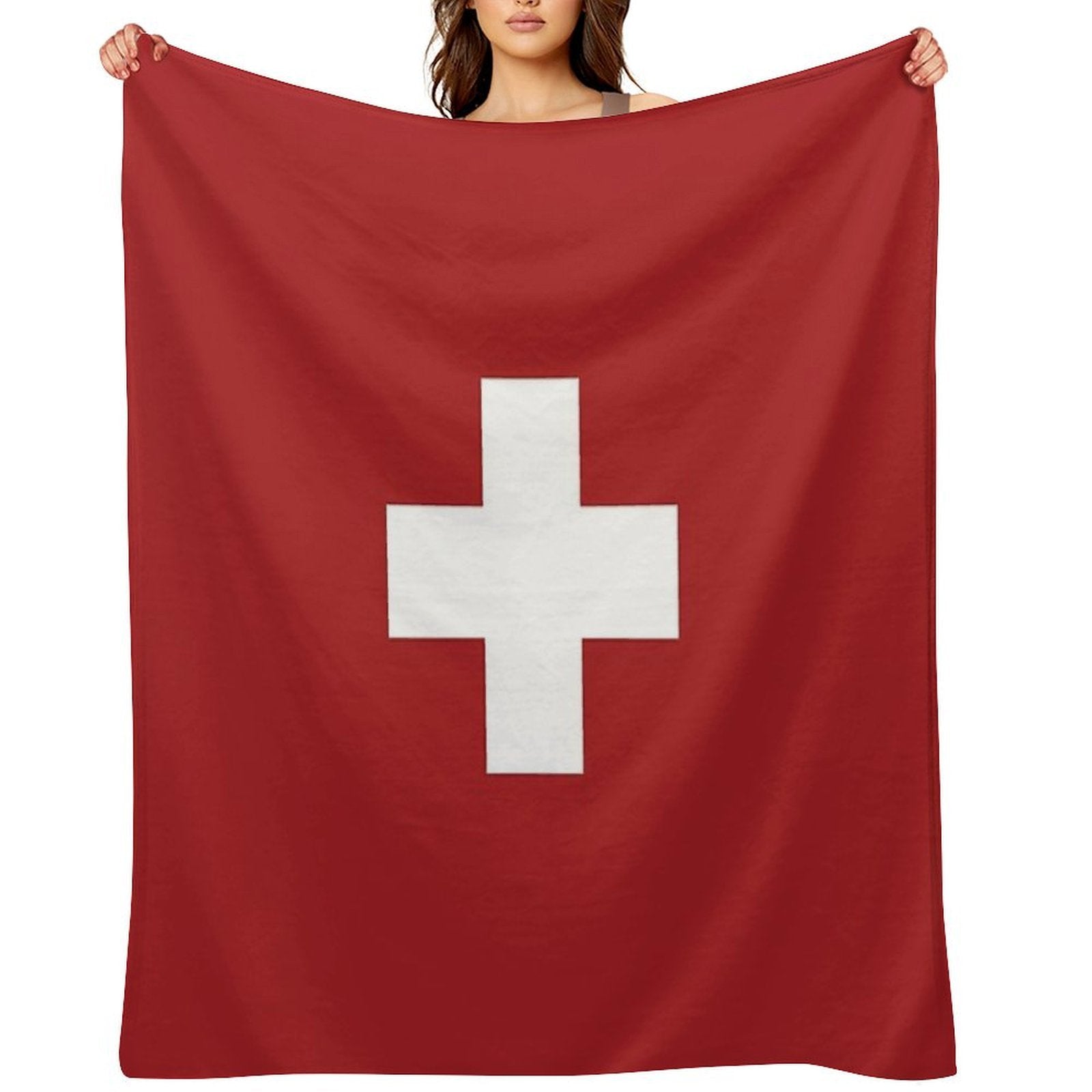 Swiss Cross Red Lightweight Throw Blanket