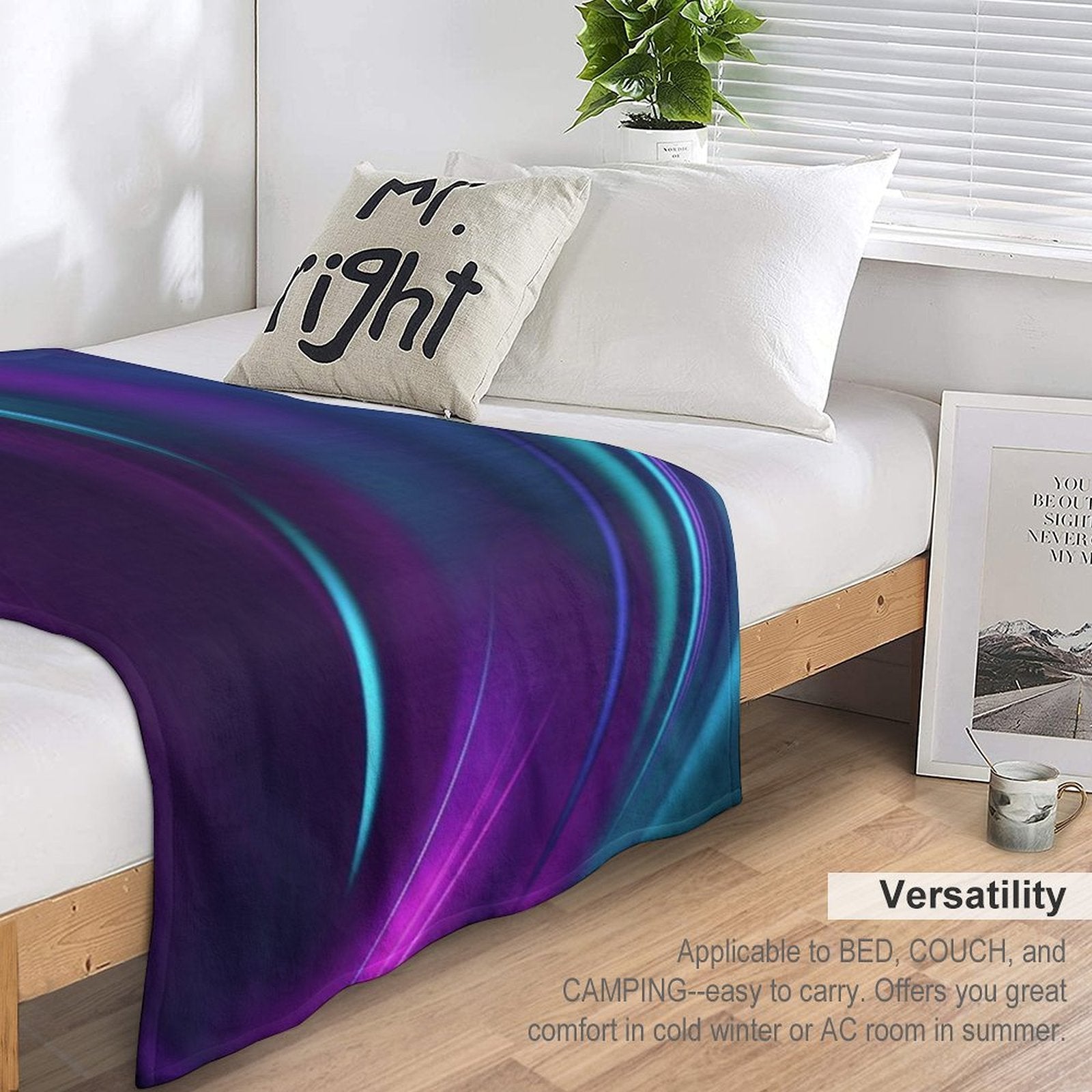 Purple Teal Swirl Sustainable Throw Blanket