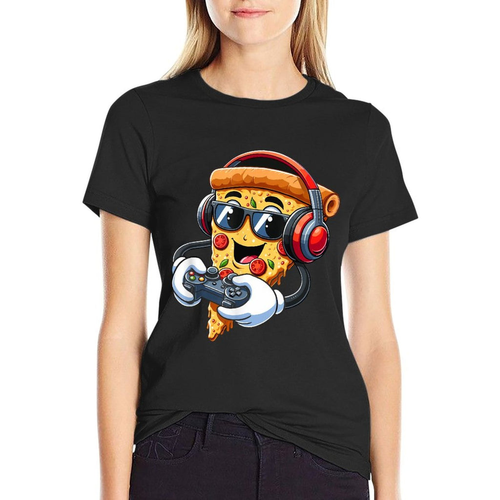 Gamer Pizza Video Gaming Boy Enthusiast Gamern  Polyester Blend T-Shirt