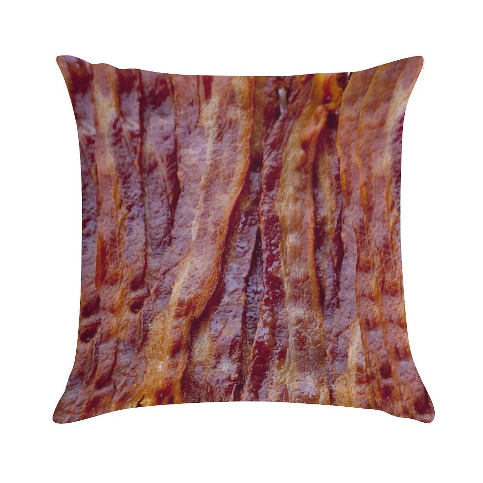 Fried Bacon Soft Short Plush Fabric Throw Pillow