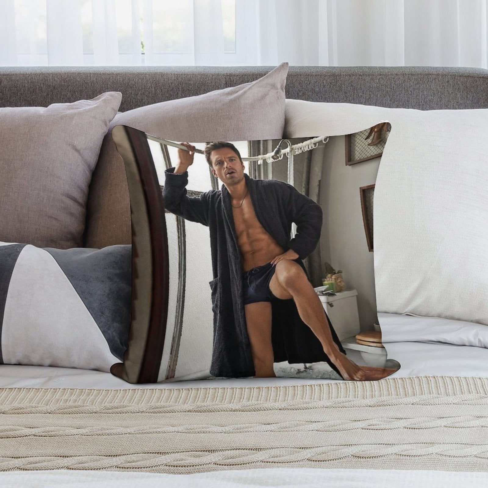 Sebastian Stan Soft Bedroom Essential Throw Pillow