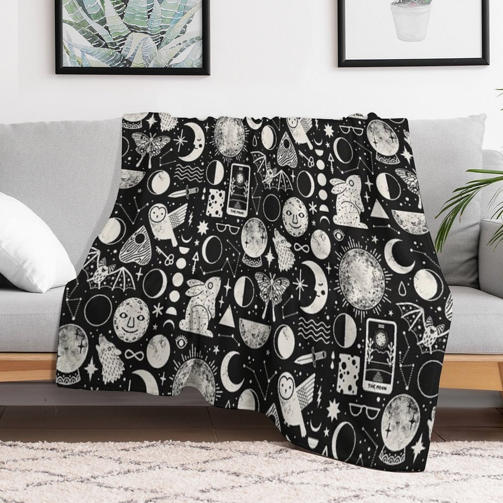 Lunar Pattern Eclipse Sustainable Throw Blanket