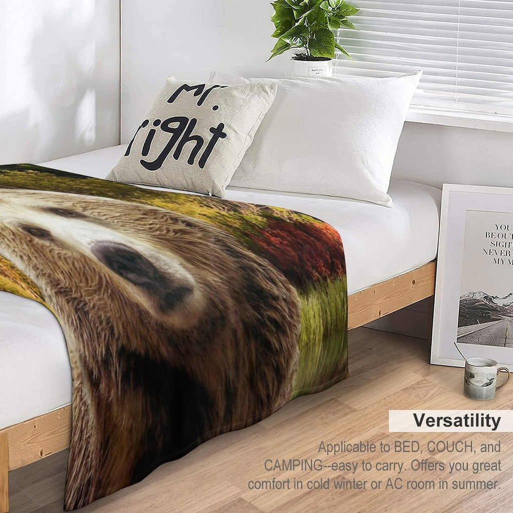 Brown Bear And Forest Multi-functional Throw Blanket