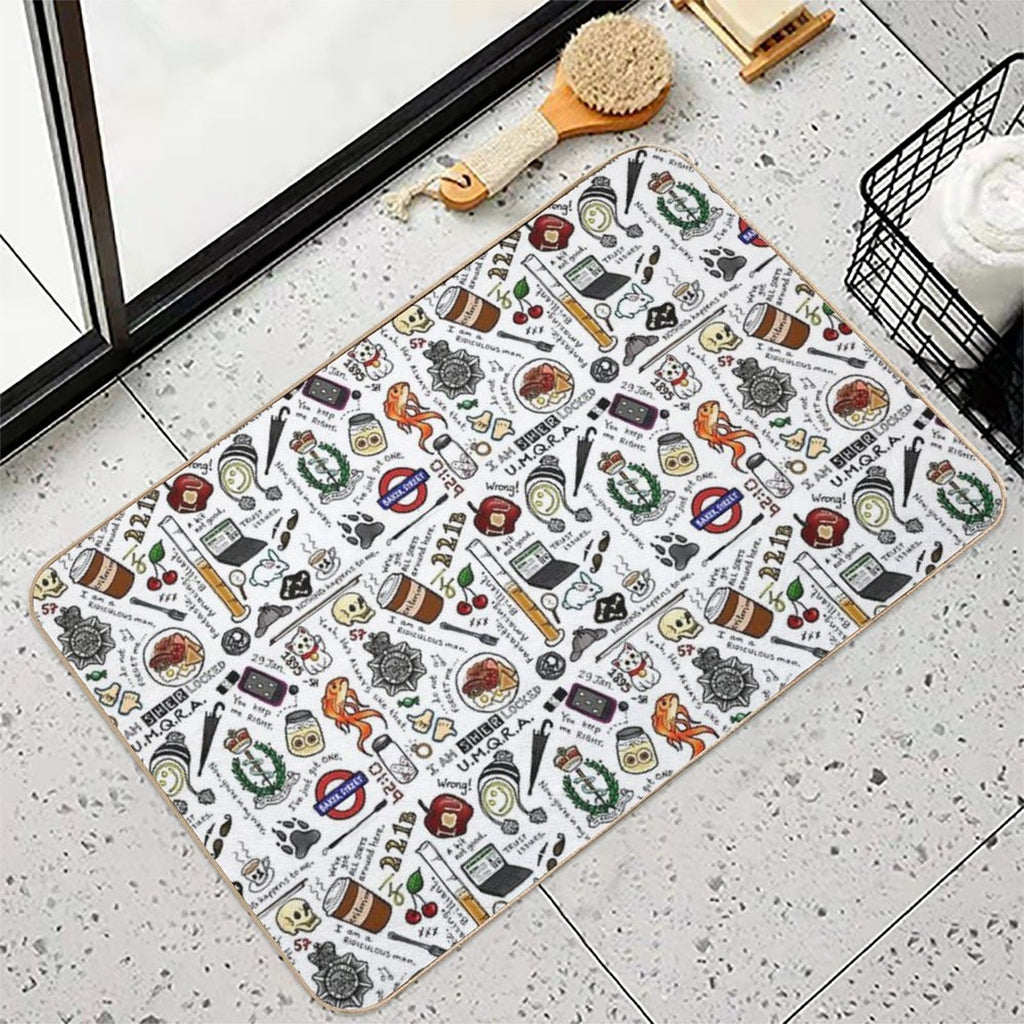 Sherlock Collage (color)  Repositionable Bath Mat