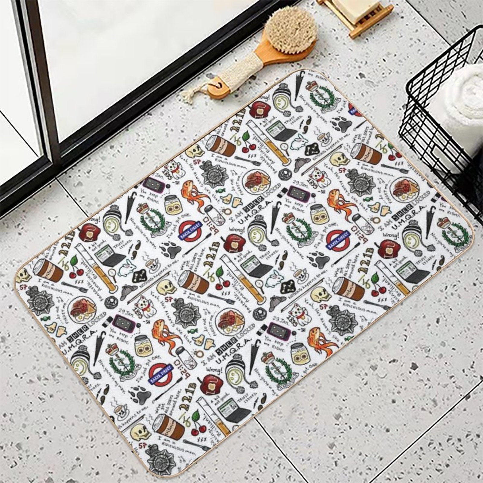 Sherlock Collage (color)  Repositionable Bath Mat