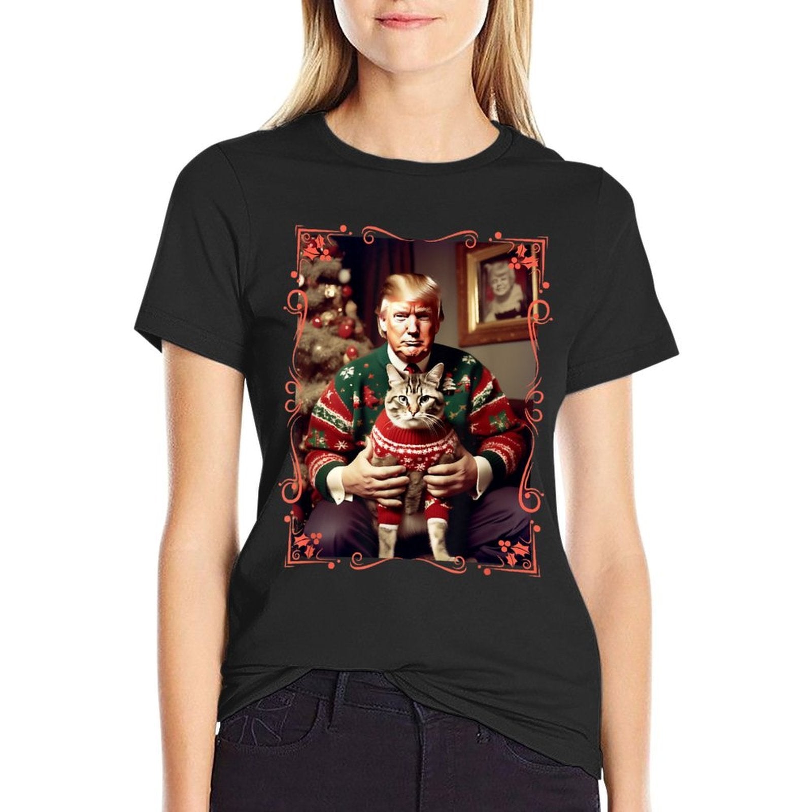 Cats Lives Matter Funny Trump Ugly Christmas Cat Lover for Men Women  Soft T-Shirt