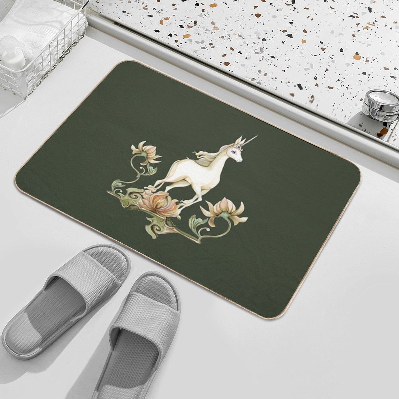 Last Unicorn - Flower Garden  Eco-Friendly Bath Mat