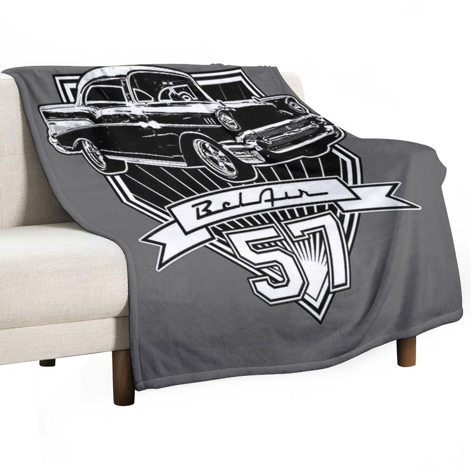 57 Chevy Belair Easy Care Throw Blanket