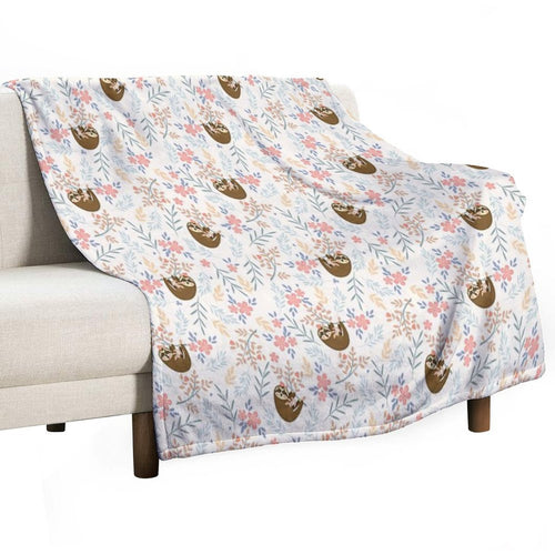 Baby Flower With Sloth Travel-friendly Throw Blanket
