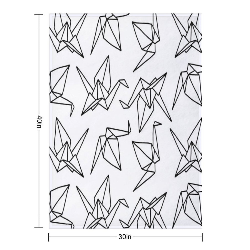 Origami Cranes  Paper Folding  Black And White  Birds Multi-functional Throw Blanket