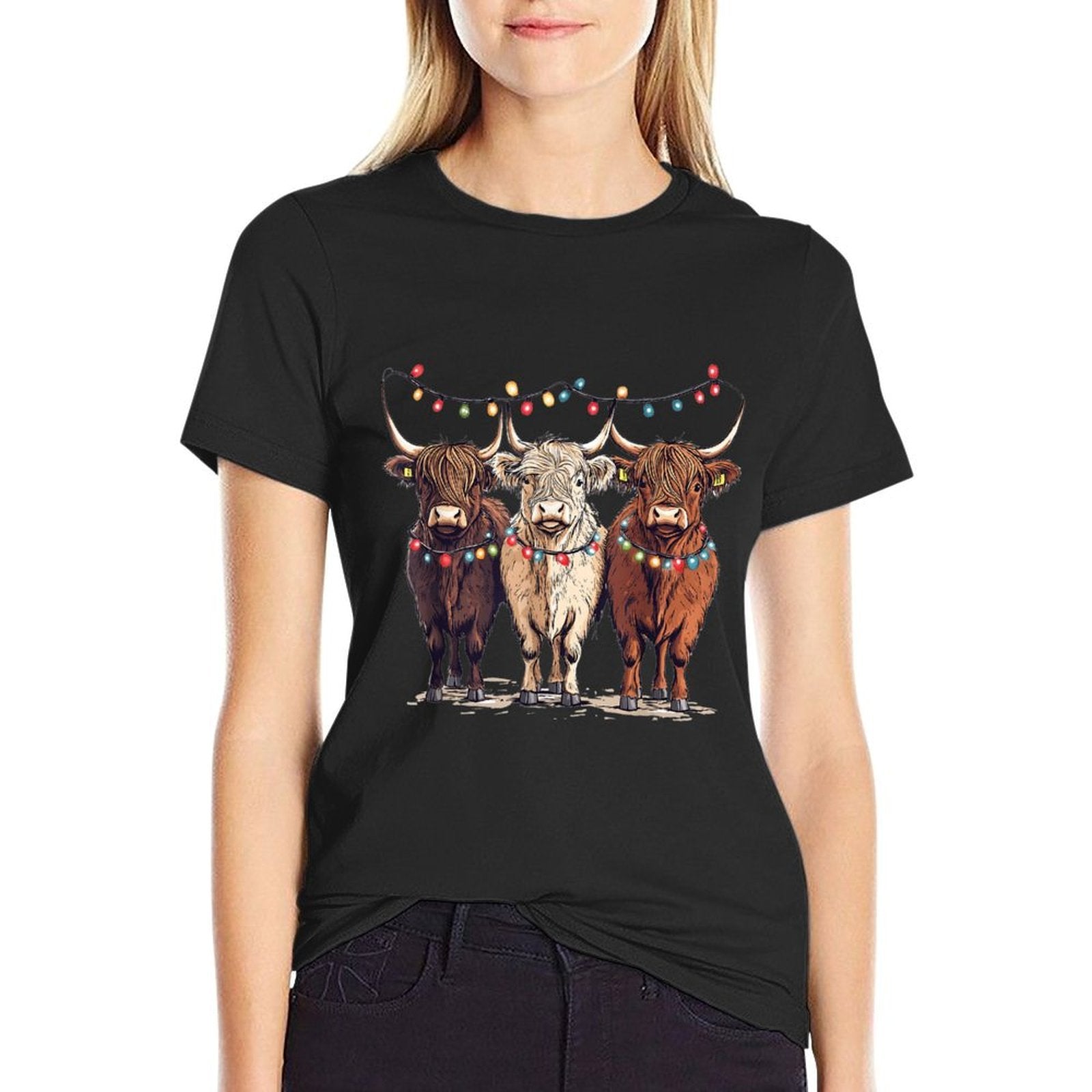 Western - Funny Christmas Cows - Country Christmas  Durable T-Shirt