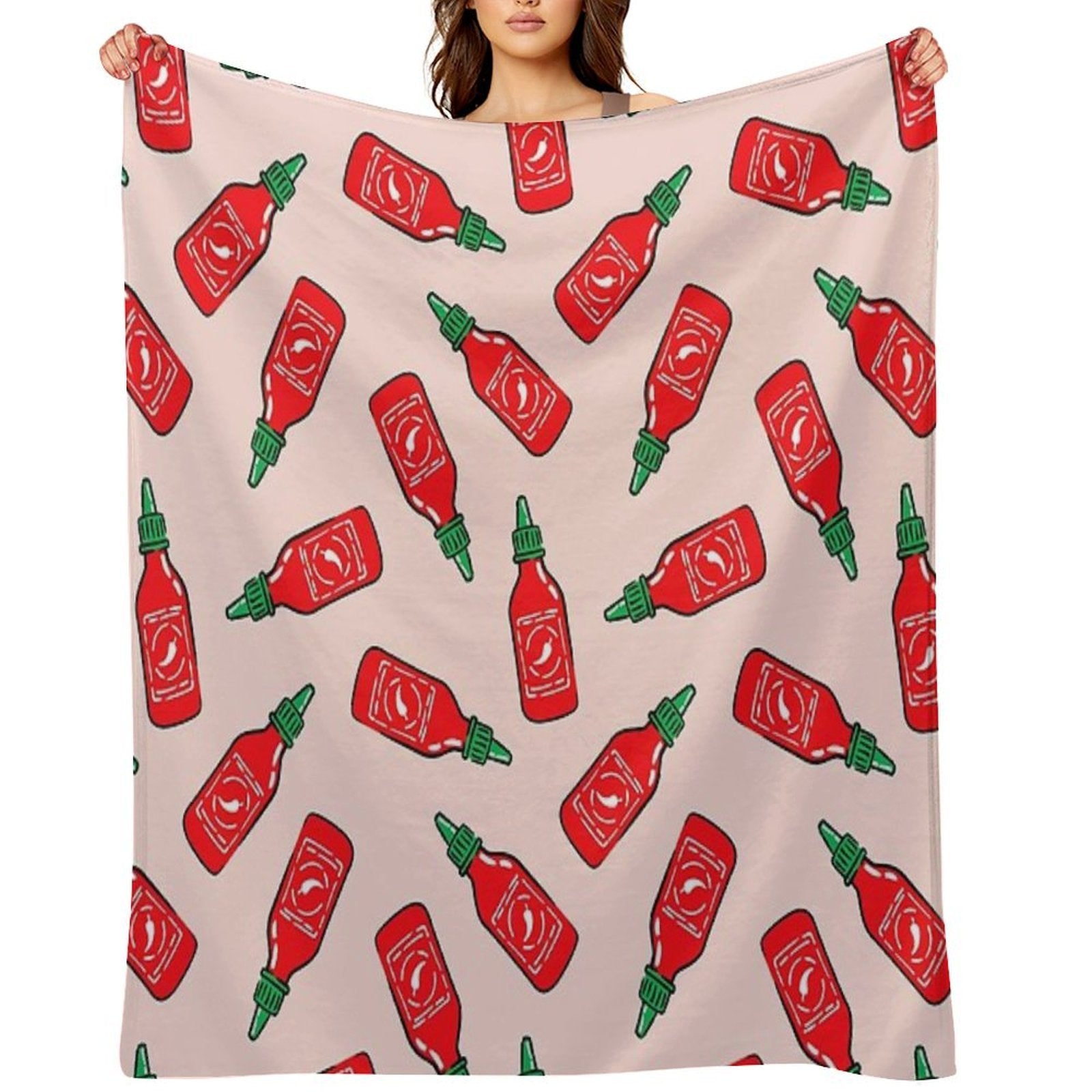 Sriracha Sauce - Pink - Hot Chili Sauce Anti-pilling Throw Blanket