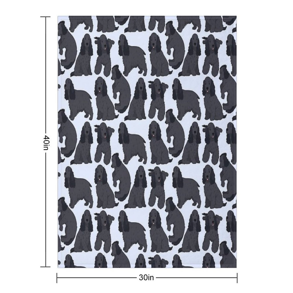 Cute Black English Cocker Spaniel Dog Pattern Gift-ready Throw Blanket